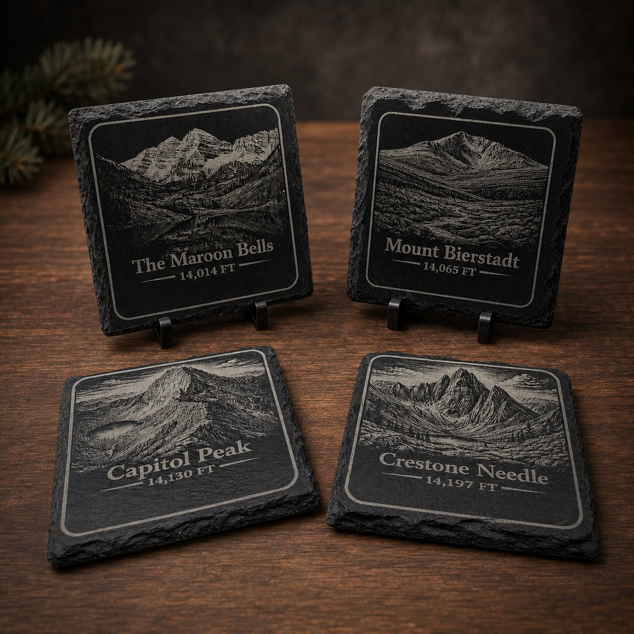 Colorado Fourteeners Slate Coaster Set
