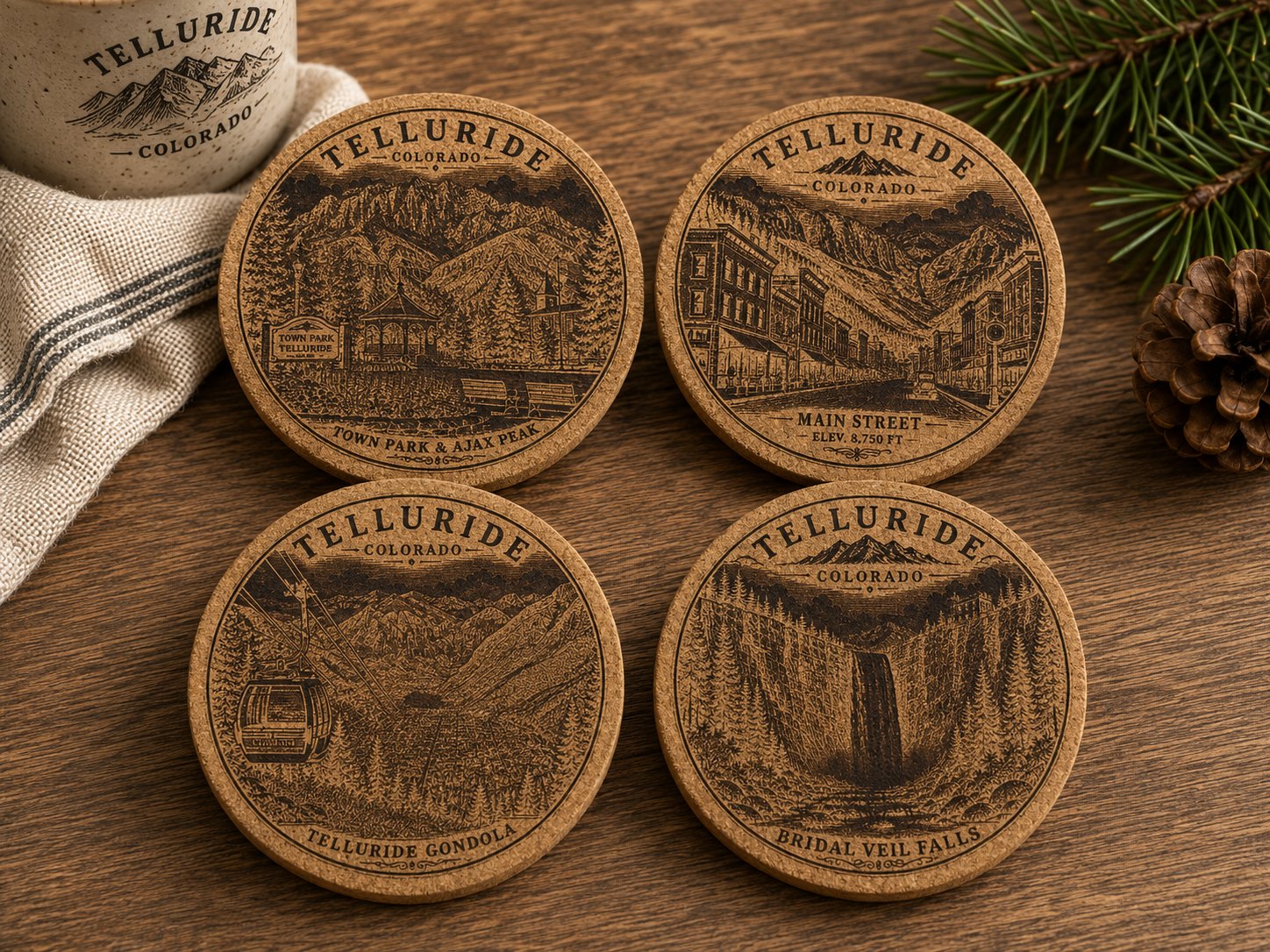 Telluride Cork Coaster Set