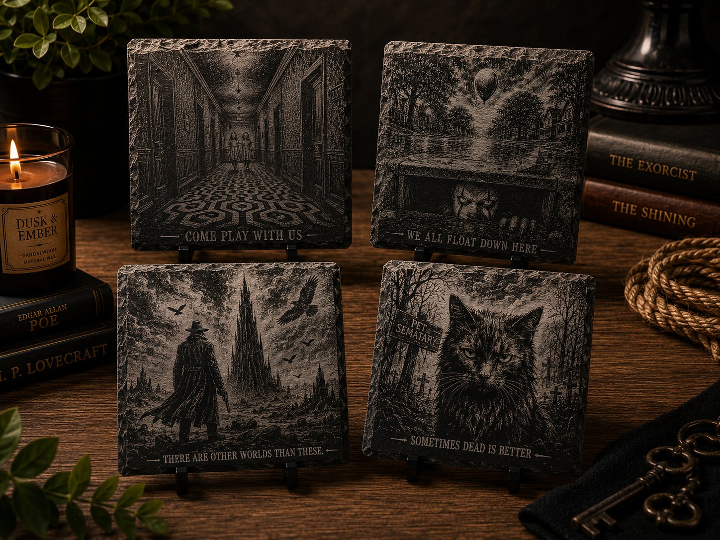 Dark Tales Slate Coaster Set