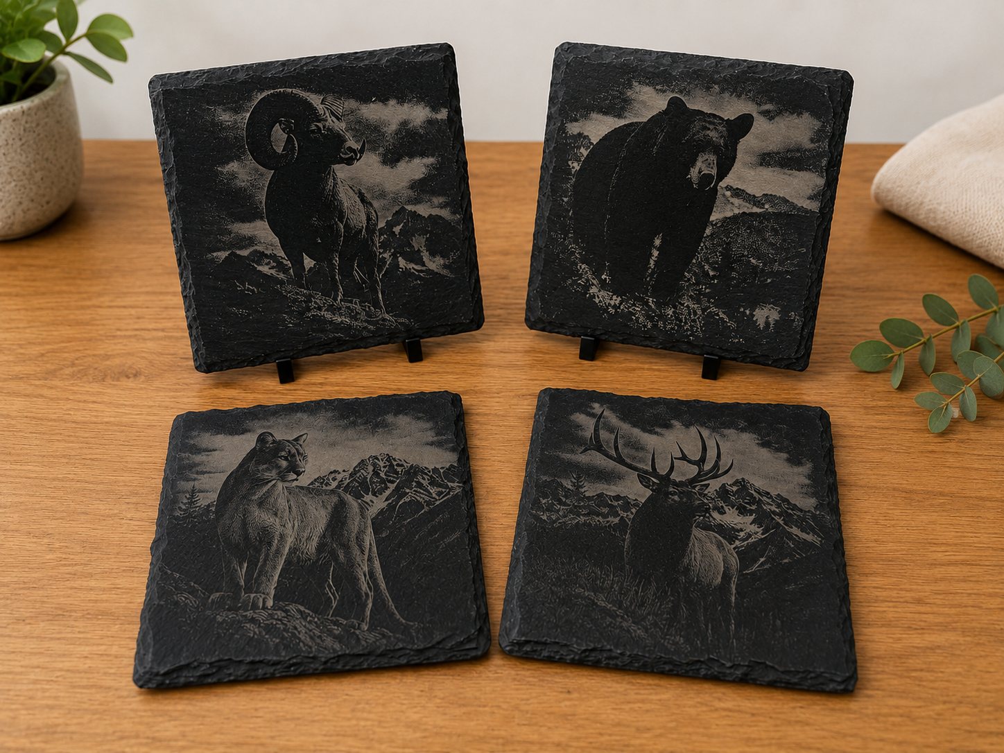 Wildlife slate coaster designs
